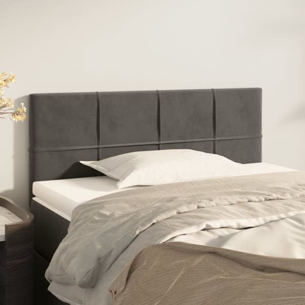 vidaXL sengegavl 80x5x78/88 cm fløjl mørkegrå