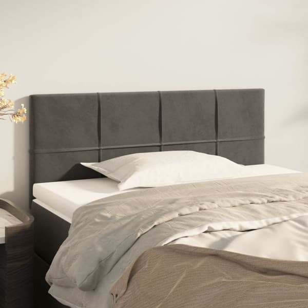 vidaXL sengegavl 90x5x78/88 cm fløjl mørkegrå