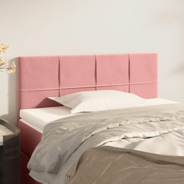 vidaXL sengegavl 100x5x78/88 cm fløjl lyserød