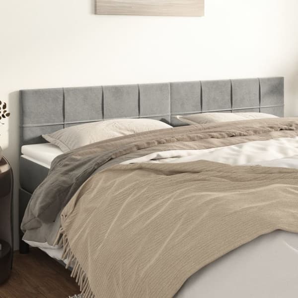 vidaXL sengegavle 2 stk. 90x5x78/88 cm fløjl lysegrå