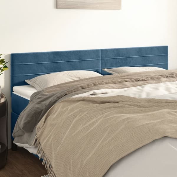vidaXL sengegavle 2 stk. 80x5x78/88 cm fløjl mørkeblå