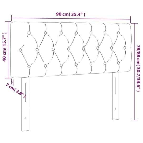 vidaXL sengegavl 90x7x78/88 cm stof cremefarvet