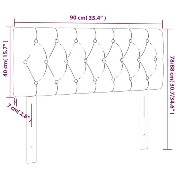 vidaXL sengegavl 90x7x78/88 cm fløjl sort
