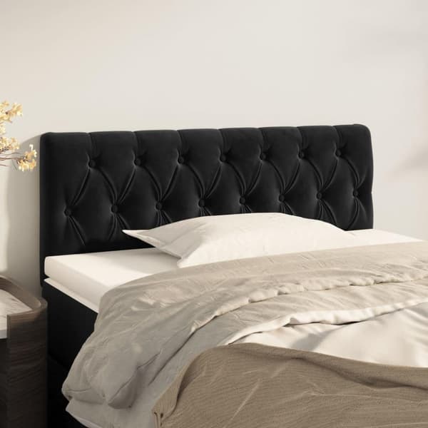 vidaXL sengegavl 90x7x78/88 cm fløjl sort