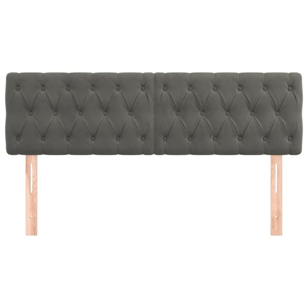 vidaXL sengegavle 2 stk. 80x7x78/88 cm fløjl mørkegrå