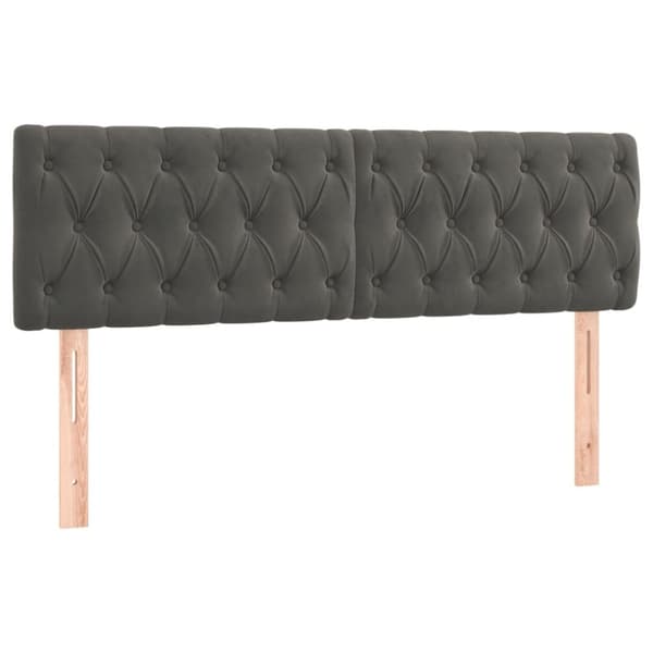 vidaXL sengegavle 2 stk. 80x7x78/88 cm fløjl mørkegrå