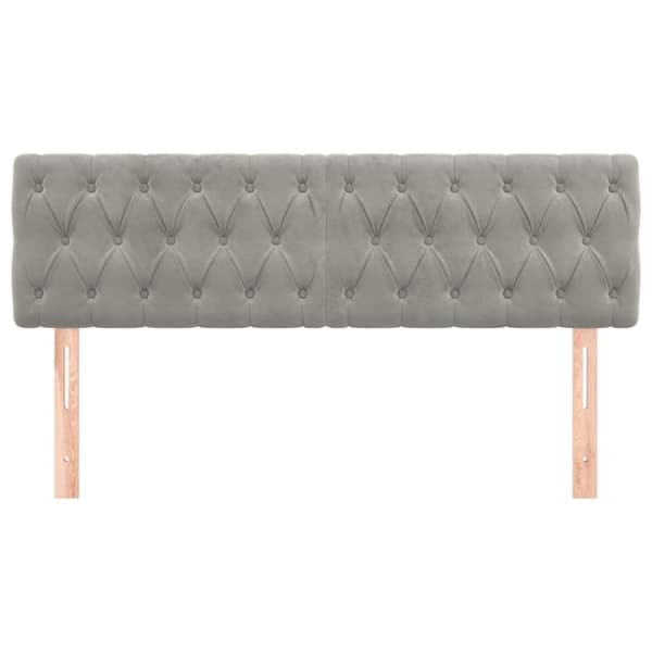 vidaXL sengegavle 2 stk. 80x7x78/88 cm fløjl lysegrå