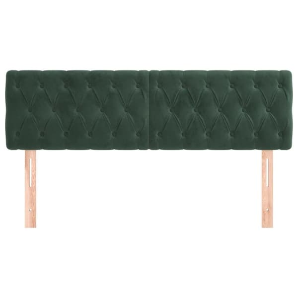 vidaXL sengegavle 2 stk. 80x7x78/88 cm fløjl mørkegrøn