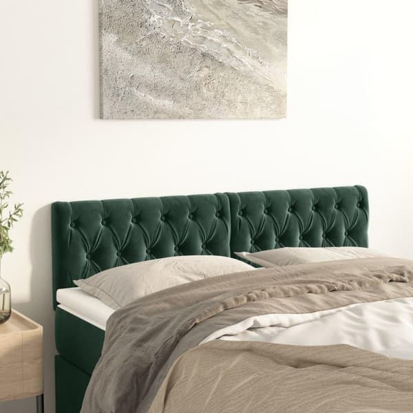 vidaXL sengegavle 2 stk. 80x7x78/88 cm fløjl mørkegrøn