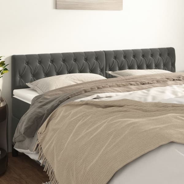 vidaXL sengegavle 2 stk. 90x7x78/88 cm fløjl mørkegrå