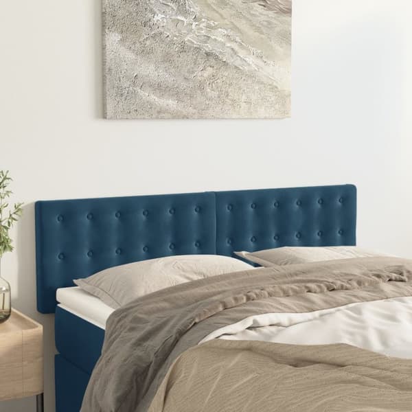 vidaXL sengegavle 2 stk. 72x5x78/88 cm fløjl mørkeblå