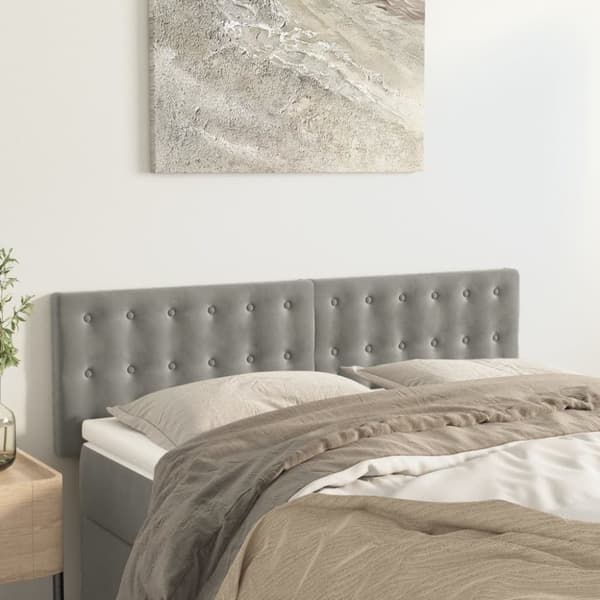 vidaXL sengegavle 2 stk. 72x5x78/88 cm fløjl lysegrå