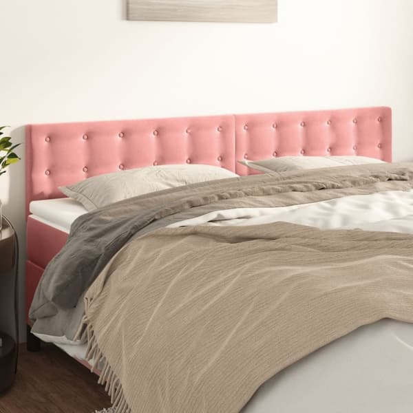 vidaXL sengegavle 2 stk. 80x5x78/88 cm fløjl lyserød
