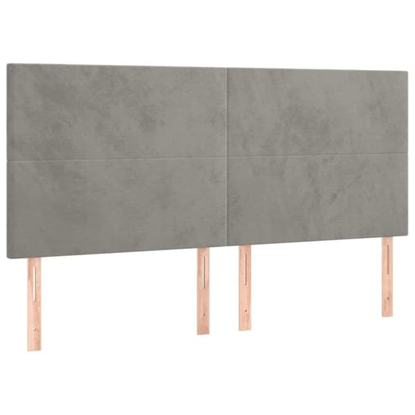 vidaXL sengegavle 4 stk. 90x5x78/88 cm fløjl lysegrå