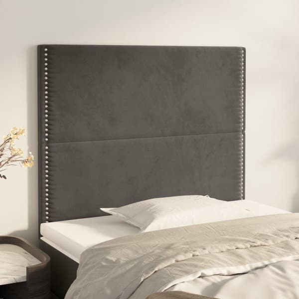 vidaXL sengegavle 2 stk. 90x5x78/88 cm fløjl mørkegrå