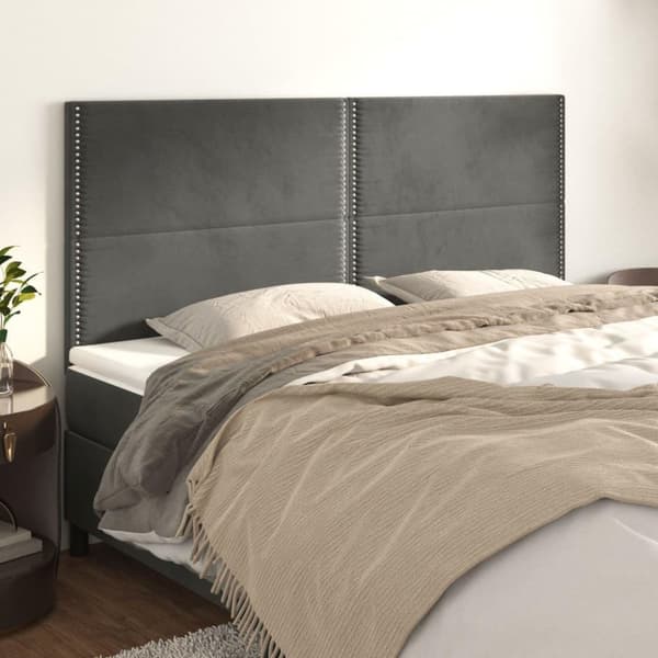 vidaXL sengegavle 4 stk. 90x5x78/88 cm fløjl mørkegrå