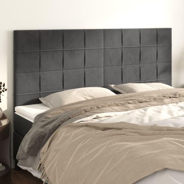 vidaXL sengegavle 4 stk. 80x5x78/88 cm fløjl mørkegrå