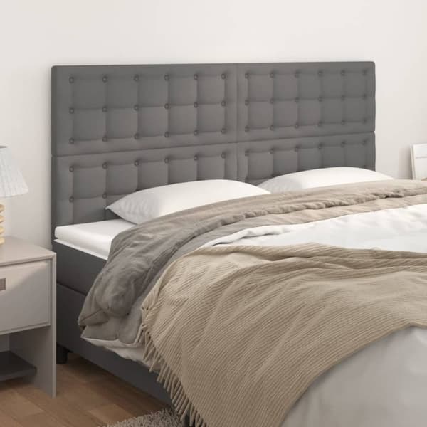 vidaXL sengegavle 4 stk. 80x5x78/88 cm kunstlæder grå