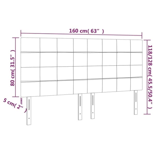vidaXL Huvudgavlar 4 st mörkgrå 80x5x78/88 cm sammet
