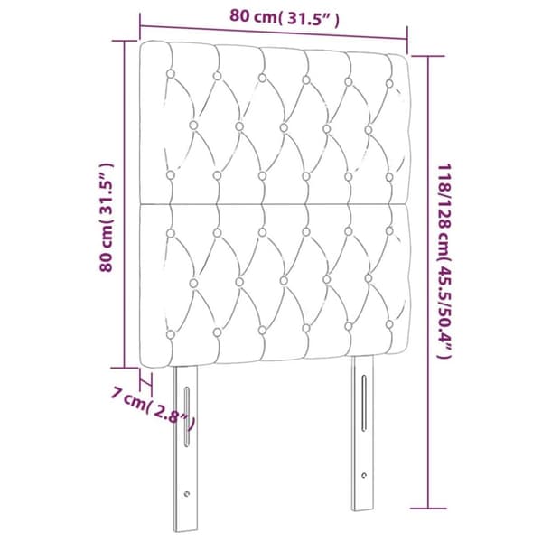 vidaXL sengegavle 2 stk. 80x7x78/88 cm fløjl sort