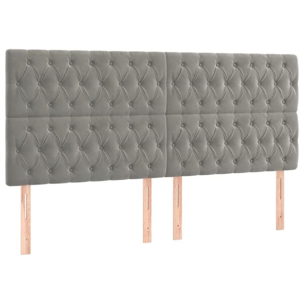 vidaXL sengegavle 4 stk. 90x7x78/88 cm fløjl lysegrå