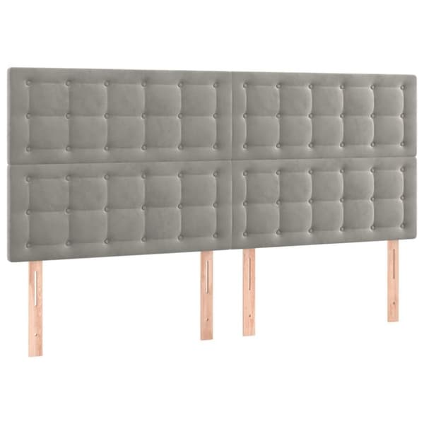 vidaXL sengegavle 4 stk. 90x5x78/88 cm fløjl lysegrå
