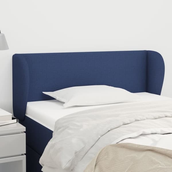 vidaXL sengegavl med kanter 83x23x78/88 cm stof blå