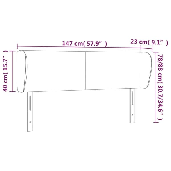 vidaXL sengegavl med kanter 147x23x78/88 cm stof gråbrun