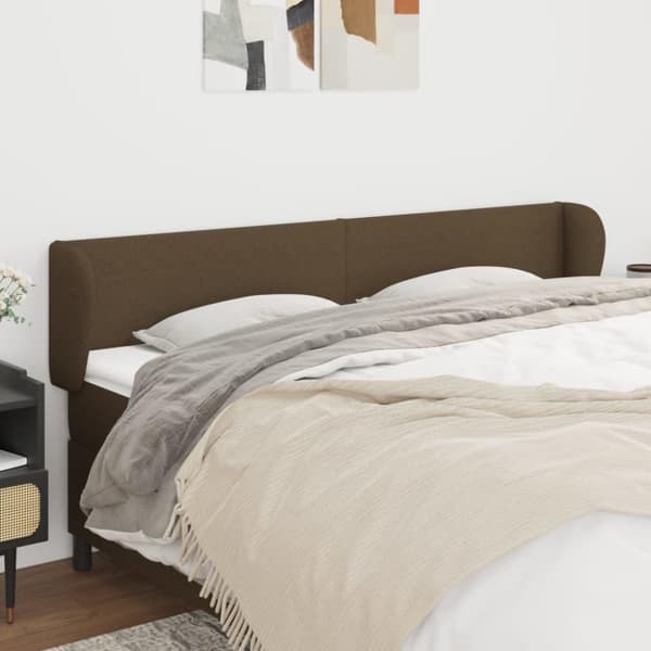 vidaXL sengegavl med kanter 183x23x78/88 cm stof mørkebrun