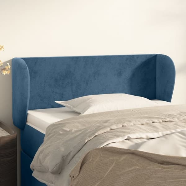 vidaXL sengegavl med kanter 103x23x78/88 cm fløjl mørkeblå