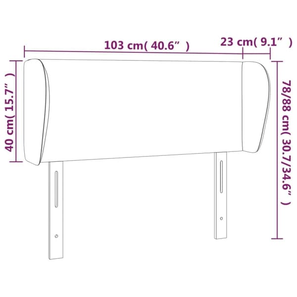 vidaXL sengegavl med kanter 103x23x78/88 cm fløjl lyserød