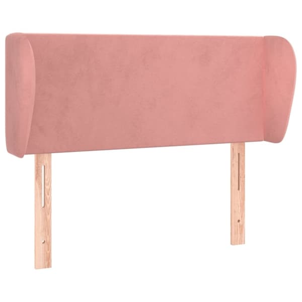 vidaXL sengegavl med kanter 103x23x78/88 cm fløjl lyserød