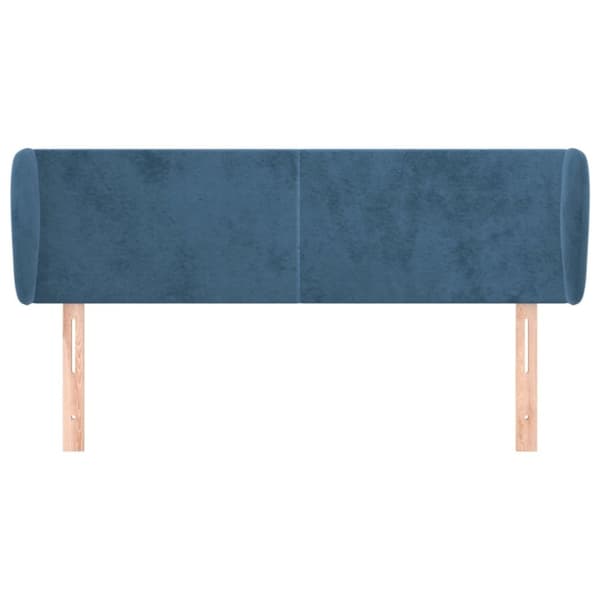 vidaXL sengegavl med kanter 147x23x78/88 cm fløjl mørkeblå