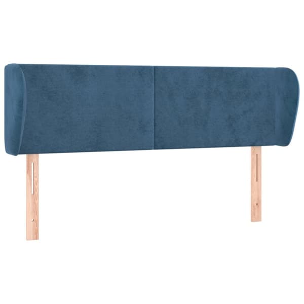 vidaXL sengegavl med kanter 147x23x78/88 cm fløjl mørkeblå