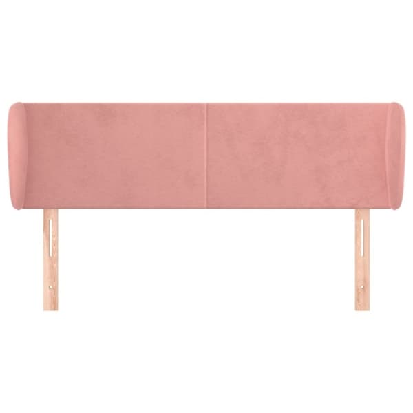 vidaXL sengegavl med kanter 147x23x78/88 cm fløjl lyserød