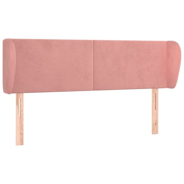 vidaXL sengegavl med kanter 147x23x78/88 cm fløjl lyserød