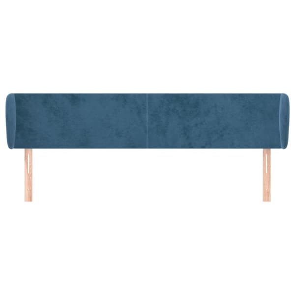 vidaXL sengegavl med kanter 163x23x78/88 cm fløjl mørkeblå