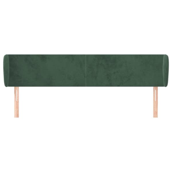 vidaXL sengegavl med kanter 163x23x78/88 cm fløjl mørkegrøn