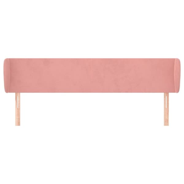 vidaXL sengegavl med kanter 163x23x78/88 cm fløjl lyserød