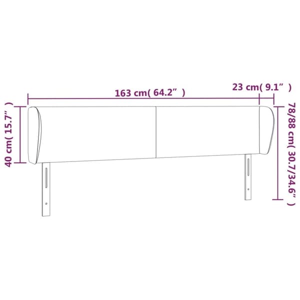 vidaXL sengegavl med kanter 163x23x78/88 cm fløjl lyserød