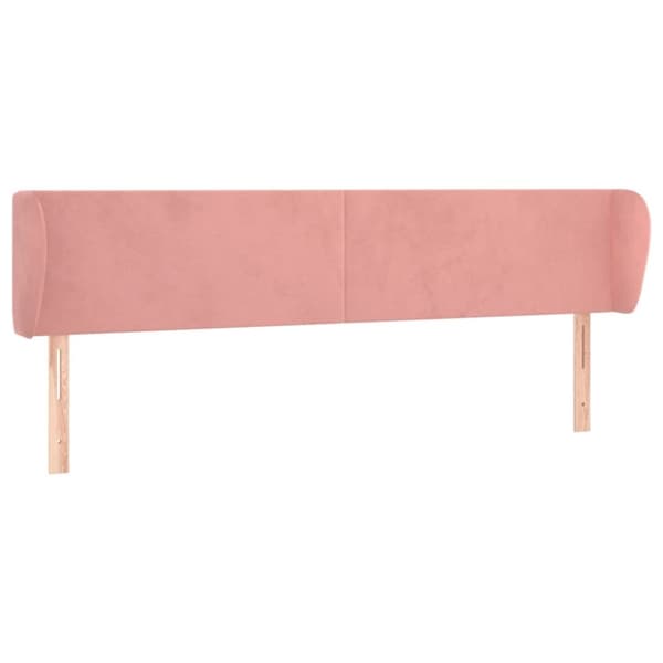 vidaXL sengegavl med kanter 163x23x78/88 cm fløjl lyserød