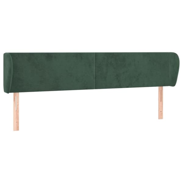 vidaXL sengegavl med kanter 183x23x78/88 cm fløjl mørkegrøn