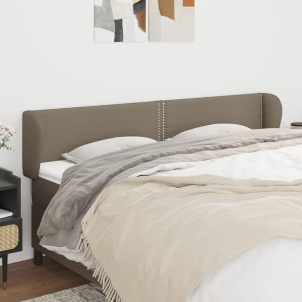 vidaXL sengegavl med kanter 203x23x78/88 cm stof gråbrun