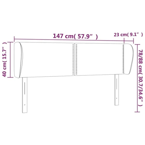 vidaXL sengegavl med kanter 147x23x78/88 cm fløjl lyserød