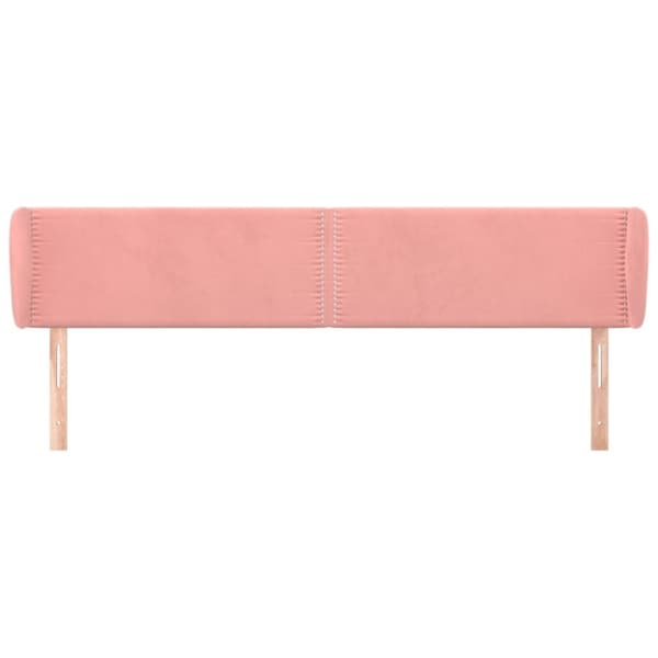 vidaXL sengegavl med kanter 163x23x78/88 cm fløjl lyserød