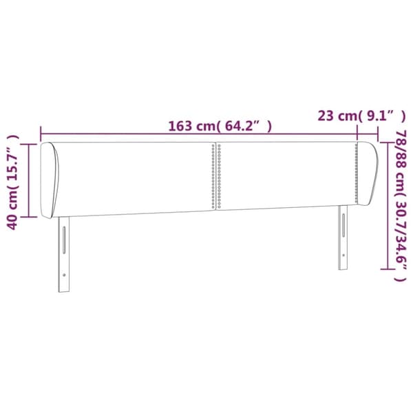 vidaXL sengegavl med kanter 163x23x78/88 cm fløjl lyserød