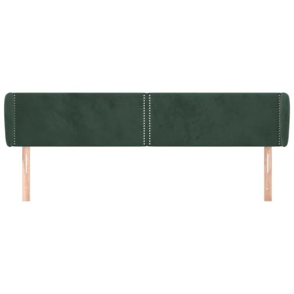 vidaXL sengegavl med kanter 163x23x78/88 cm fløjl mørkegrøn
