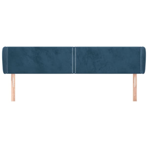 vidaXL sengegavl med kanter 163x23x78/88 cm fløjl mørkeblå