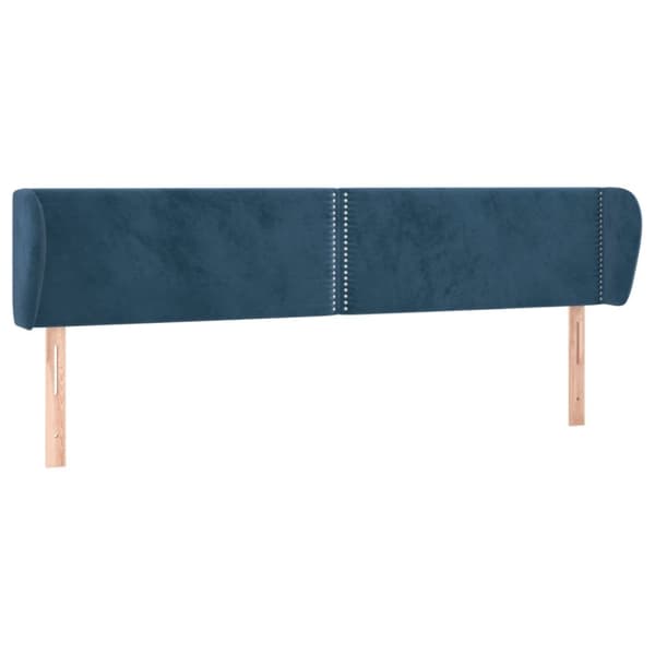 vidaXL sengegavl med kanter 163x23x78/88 cm fløjl mørkeblå