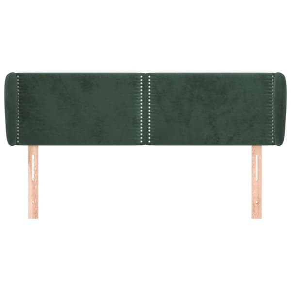 vidaXL sengegavl med kanter 147x23x78/88 cm fløjl mørkegrøn